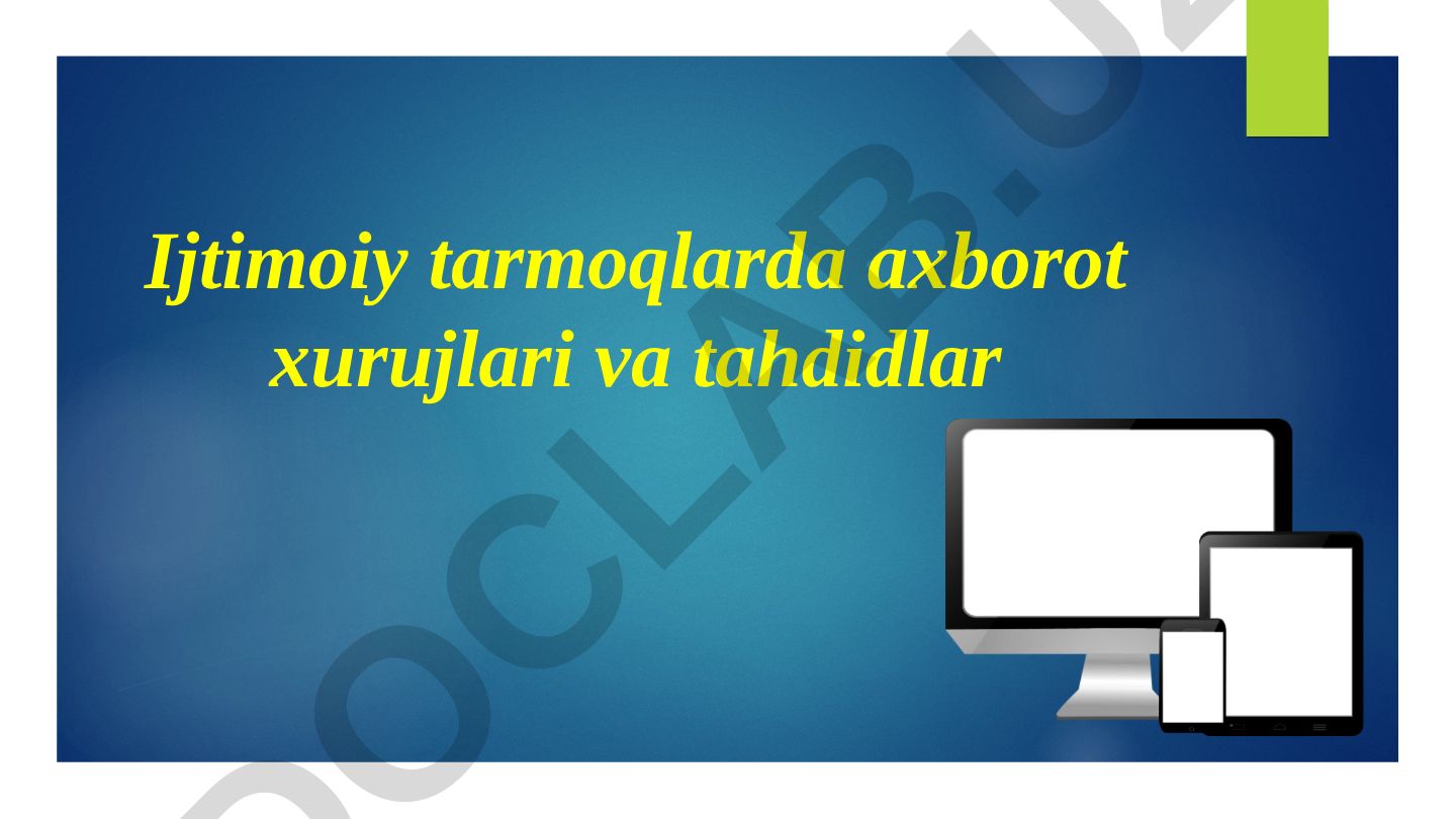Ijtimoiy tarmoqlarda axborot xurujlari va tahdidlar