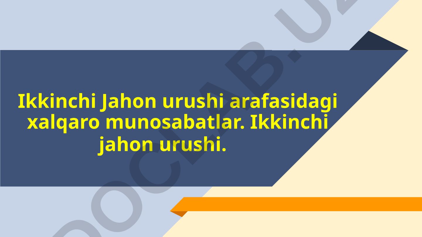 Ikkinchi Jahon urushi arafasidagi xalqaro munosabatlar