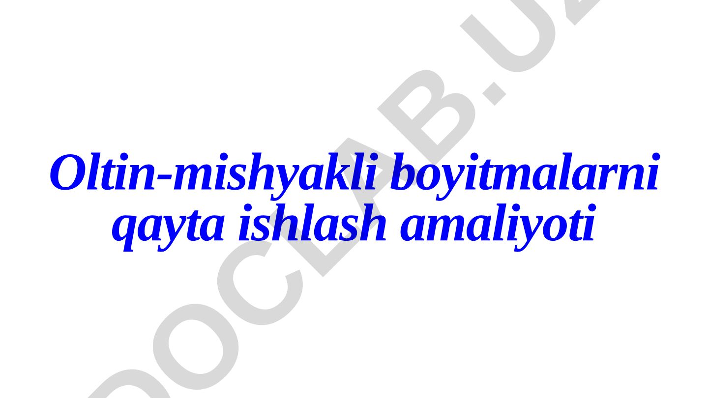 Oltin-mishyakli boyitmalarni qayta ishlash amaliyoti