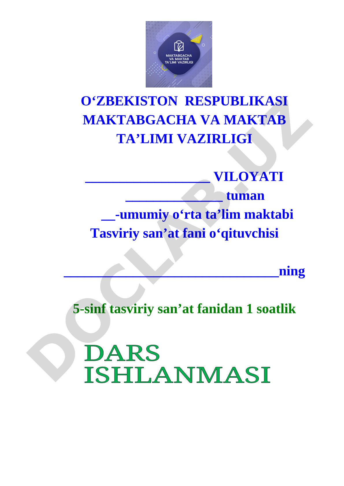 Tasviriy san'at dars ishlanmasi