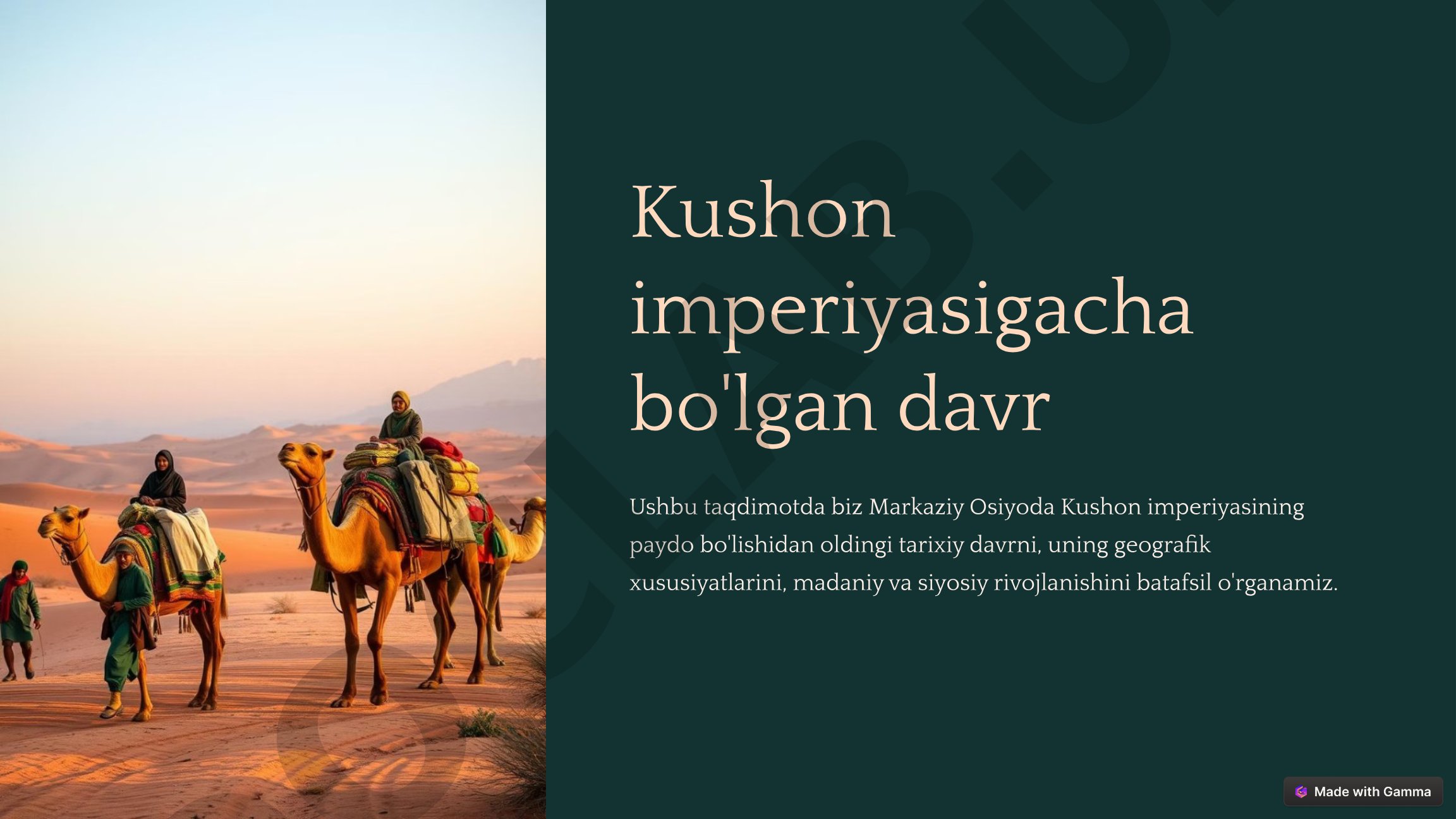 Kushon imperiyasigacha tarixiy taqdimot