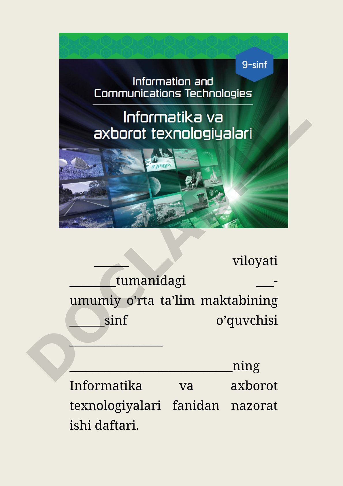 Informatika nazorat ishi daftari