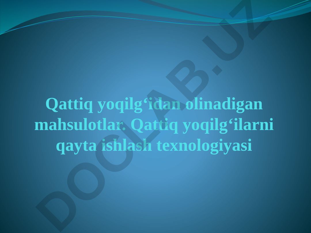Qattiq yoqilgʻilarni qayta ishlash texnologiyasi