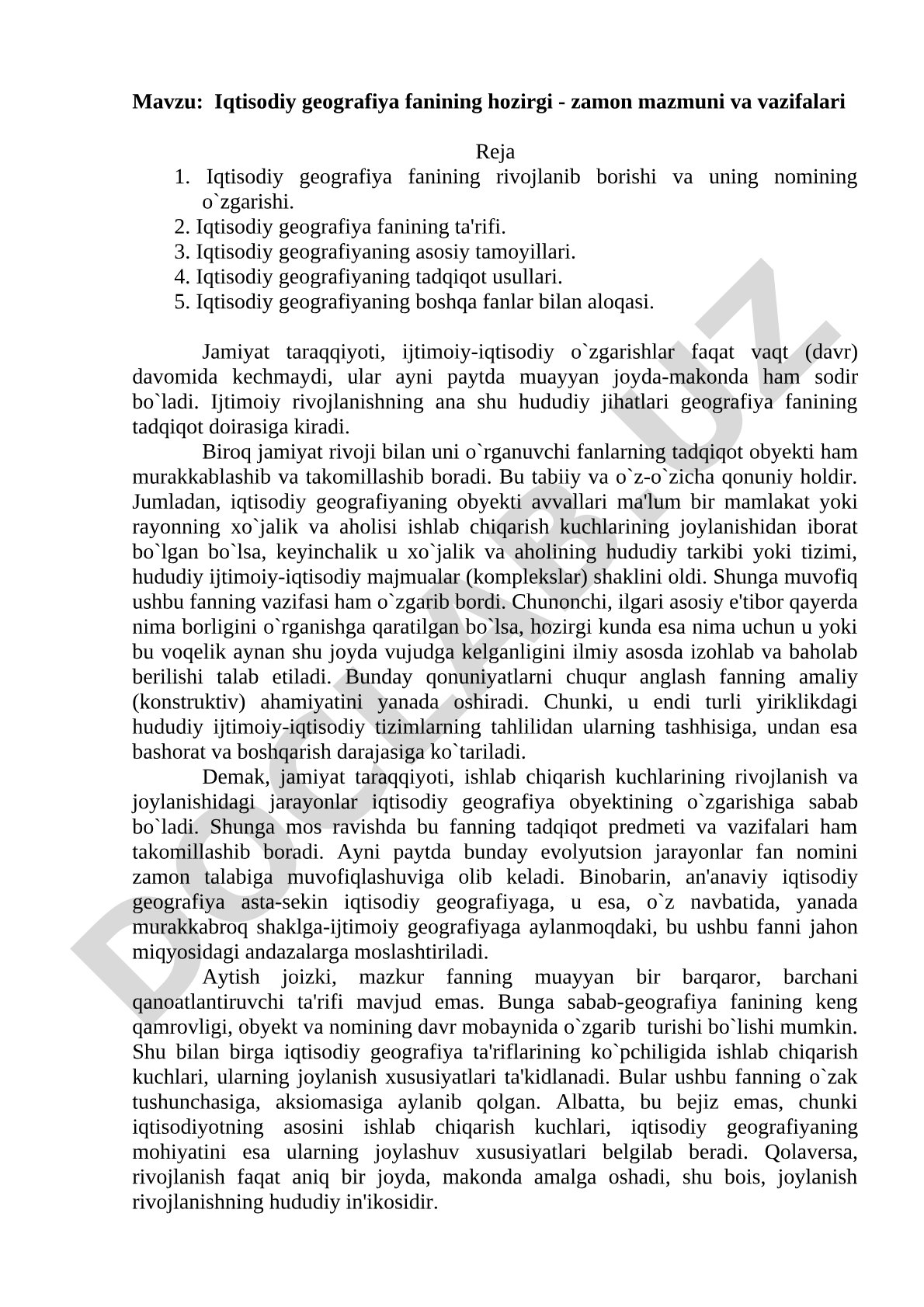 Iqtisodiy geografiya kurs ishi
