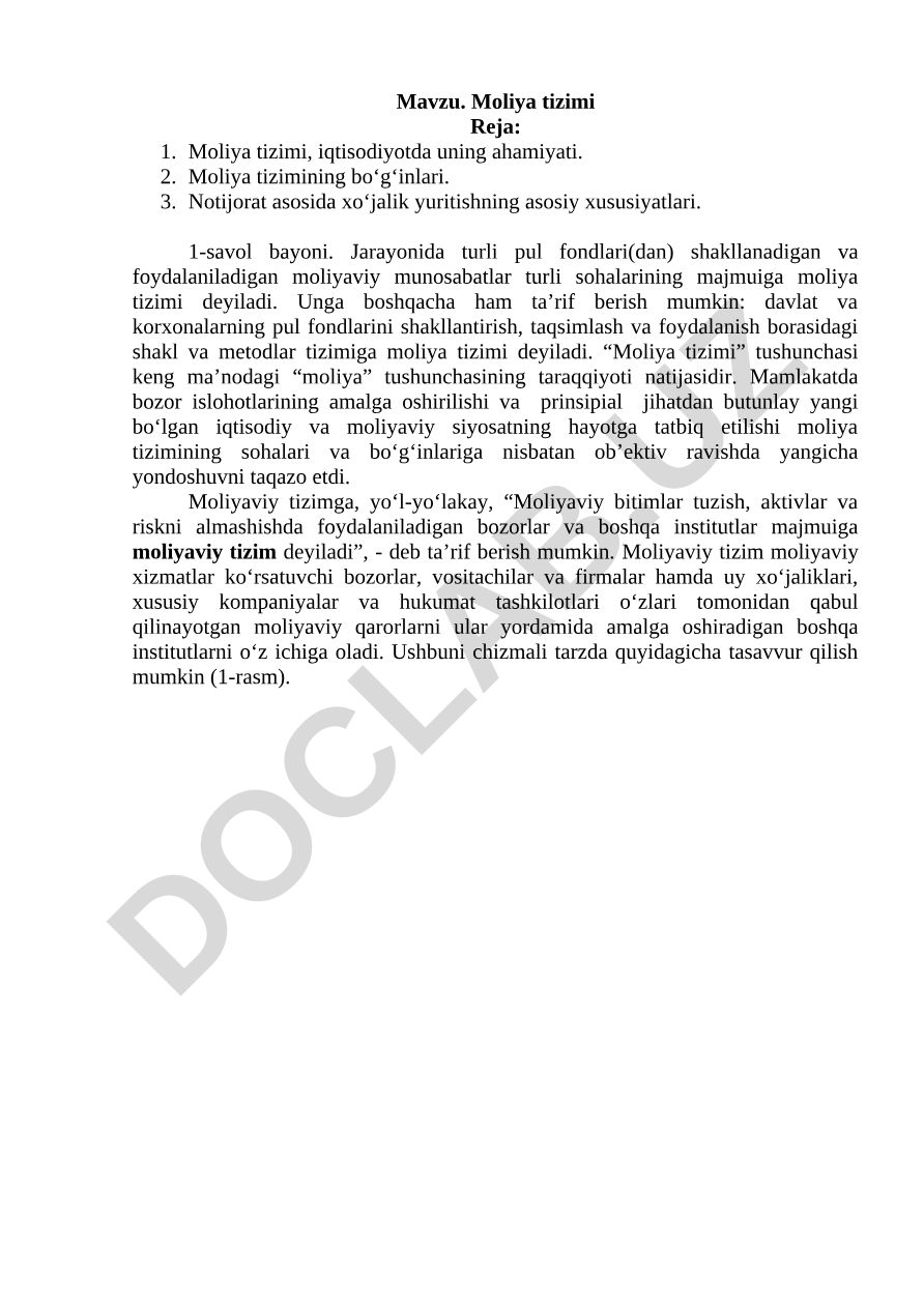 Moliya tizimi