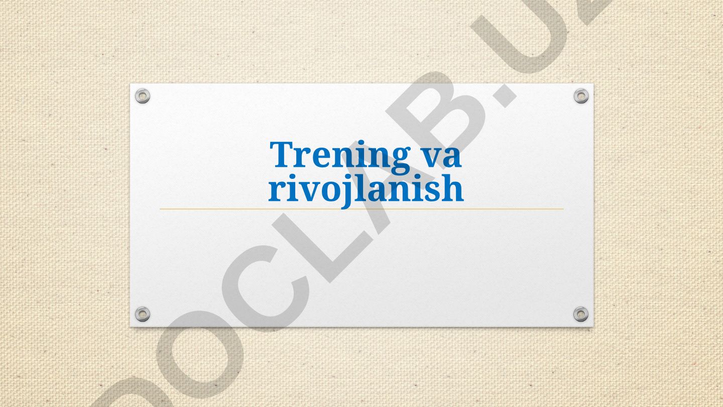 Trening va rivojlanish: O'rganish jarayonlari va uslublari