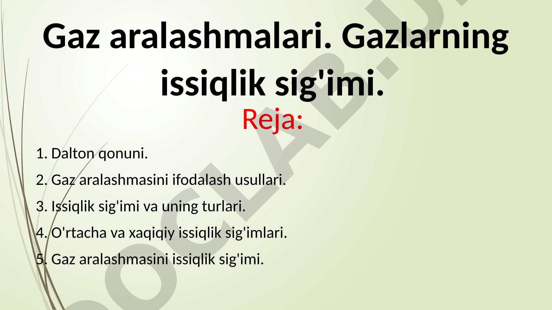 Gaz aralashmalari va issiqlik sig'imi