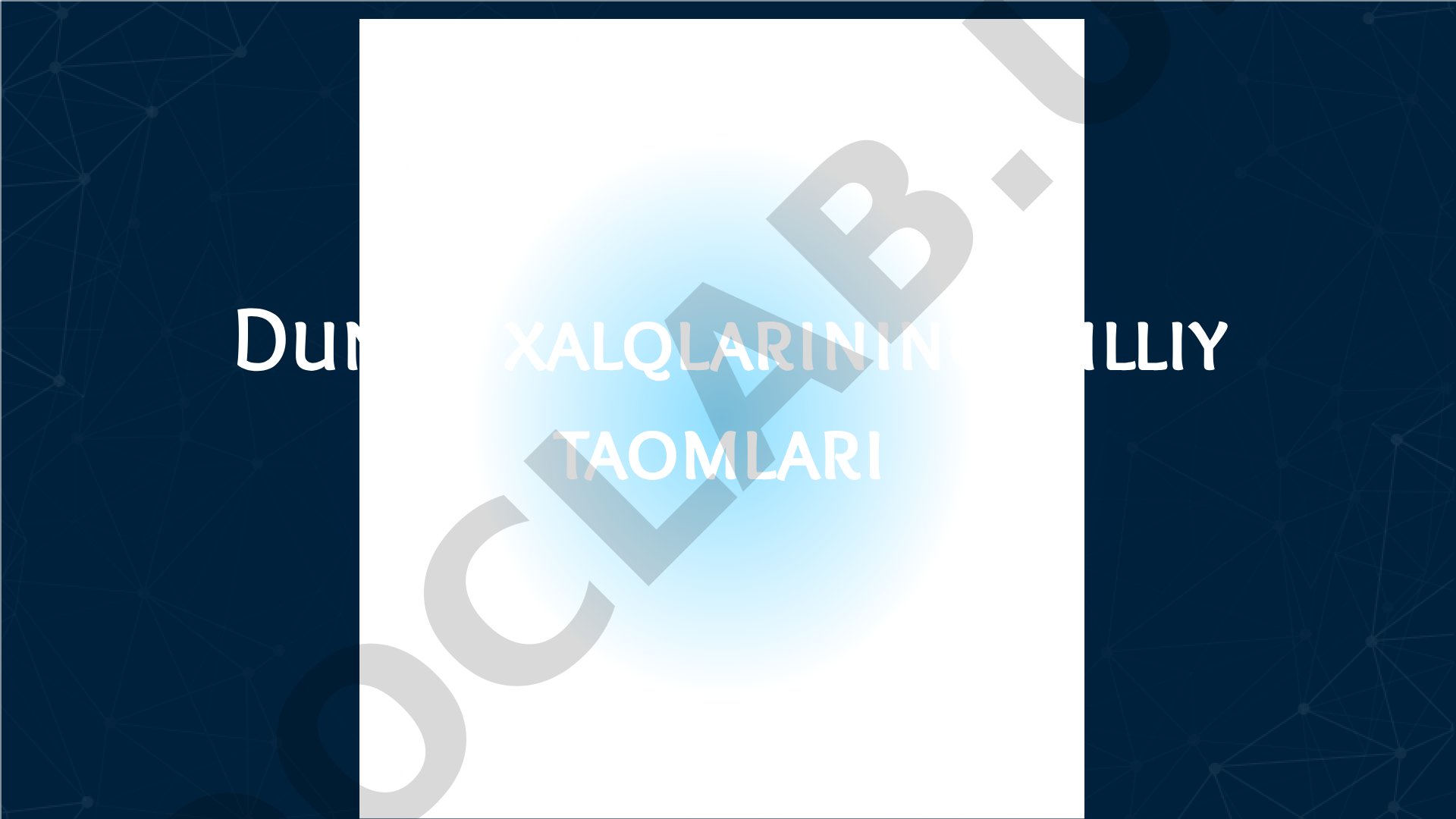 Milliy taomlar haqida maqola