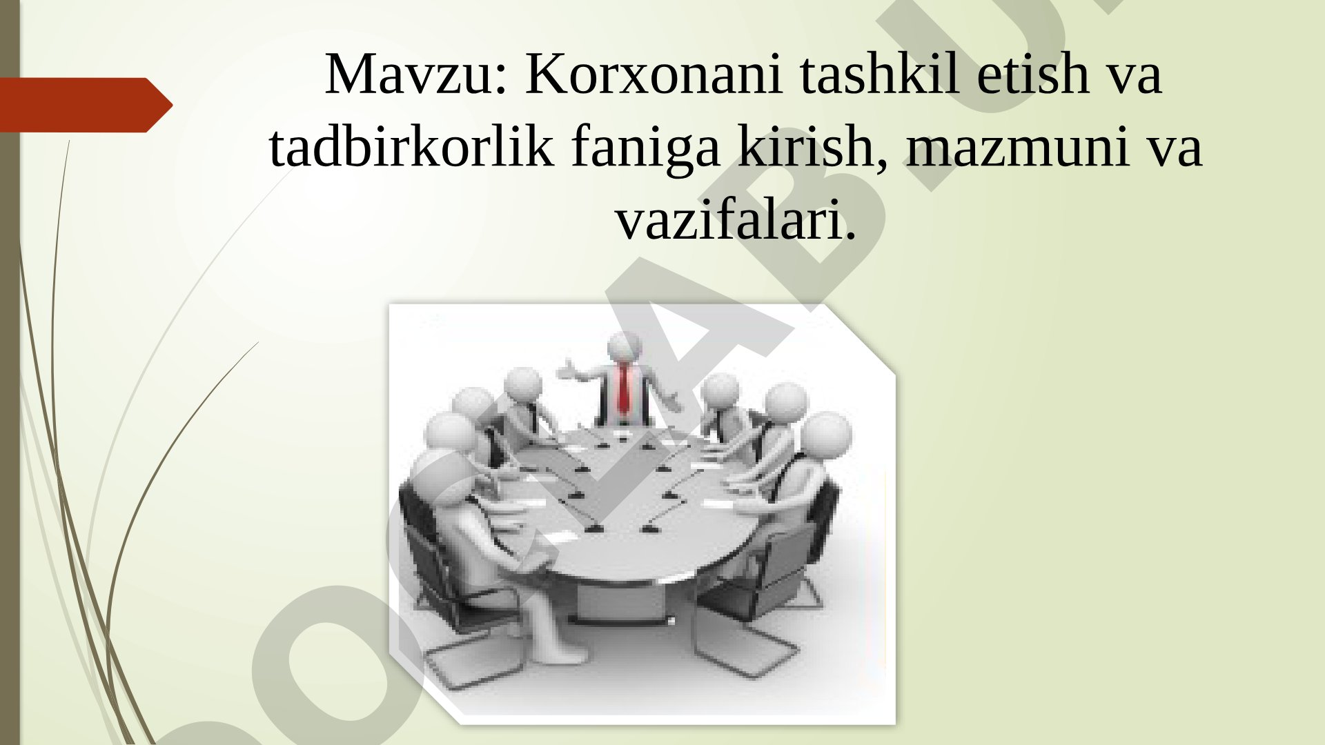 Korxonani tashkil etish taqdimoti