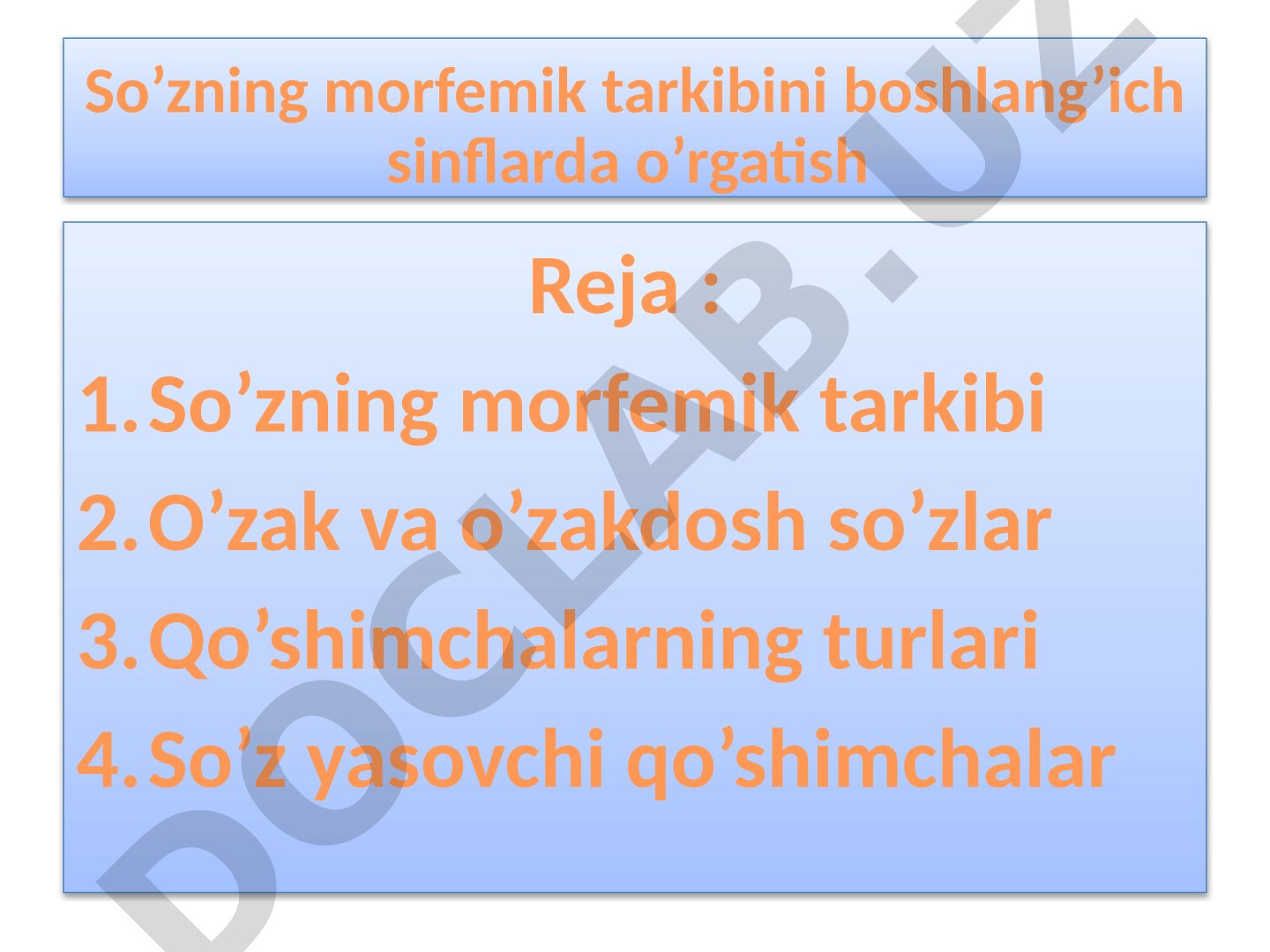 Morfemik tarkib taqdimoti