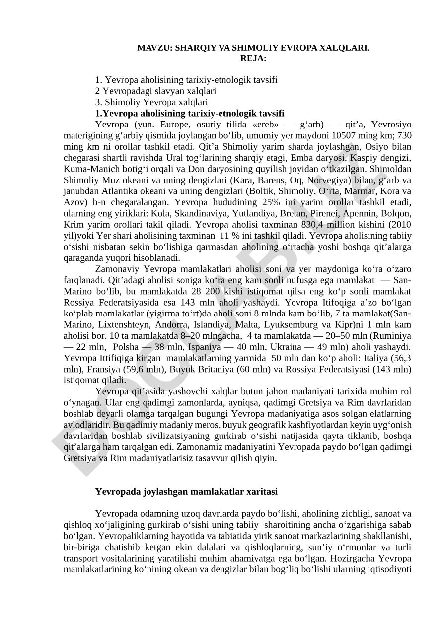 Sharqiy va Shimoliy Yevropa xalqlari