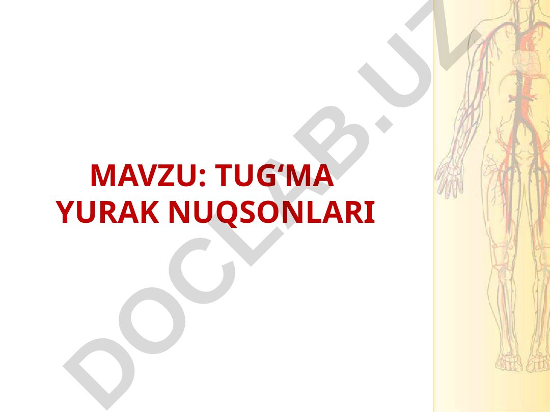 TUG‘MA YURAK NUQSONLARI Tarqalganligi