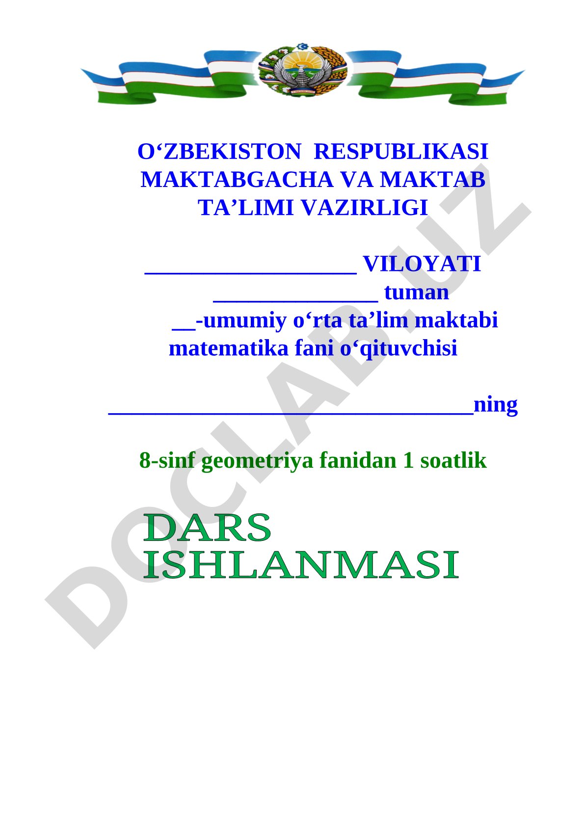 Geometriya fanidan dars ishlanmasi