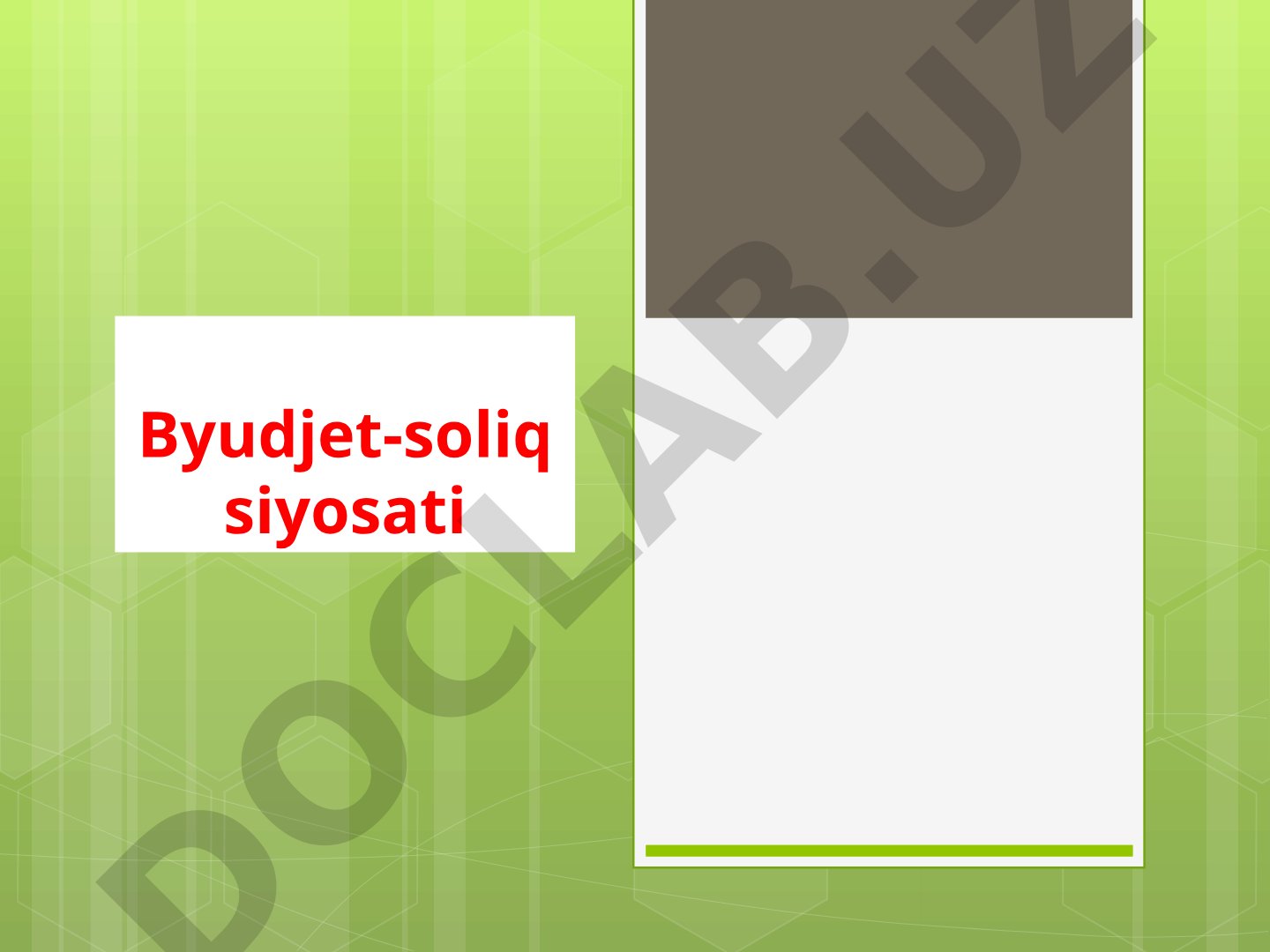 Byudjet-soliq siyosati taqdimoti