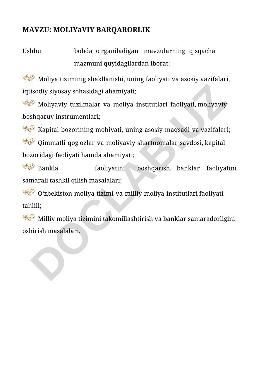 MOLIYaVIY BARQARORLIK