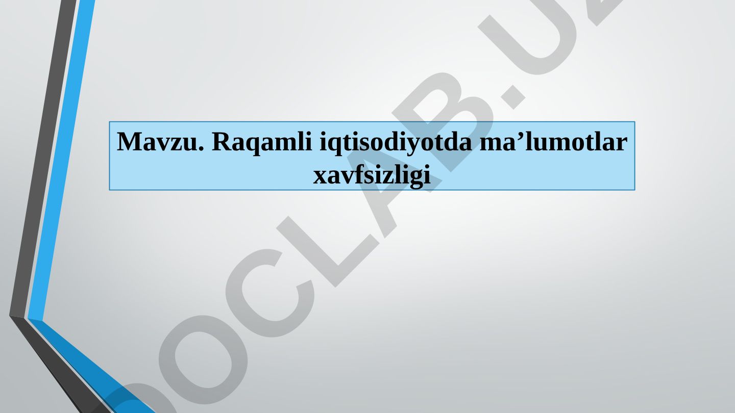 Raqamli iqtisodiyotda ma’lumotlar xavfsizligi