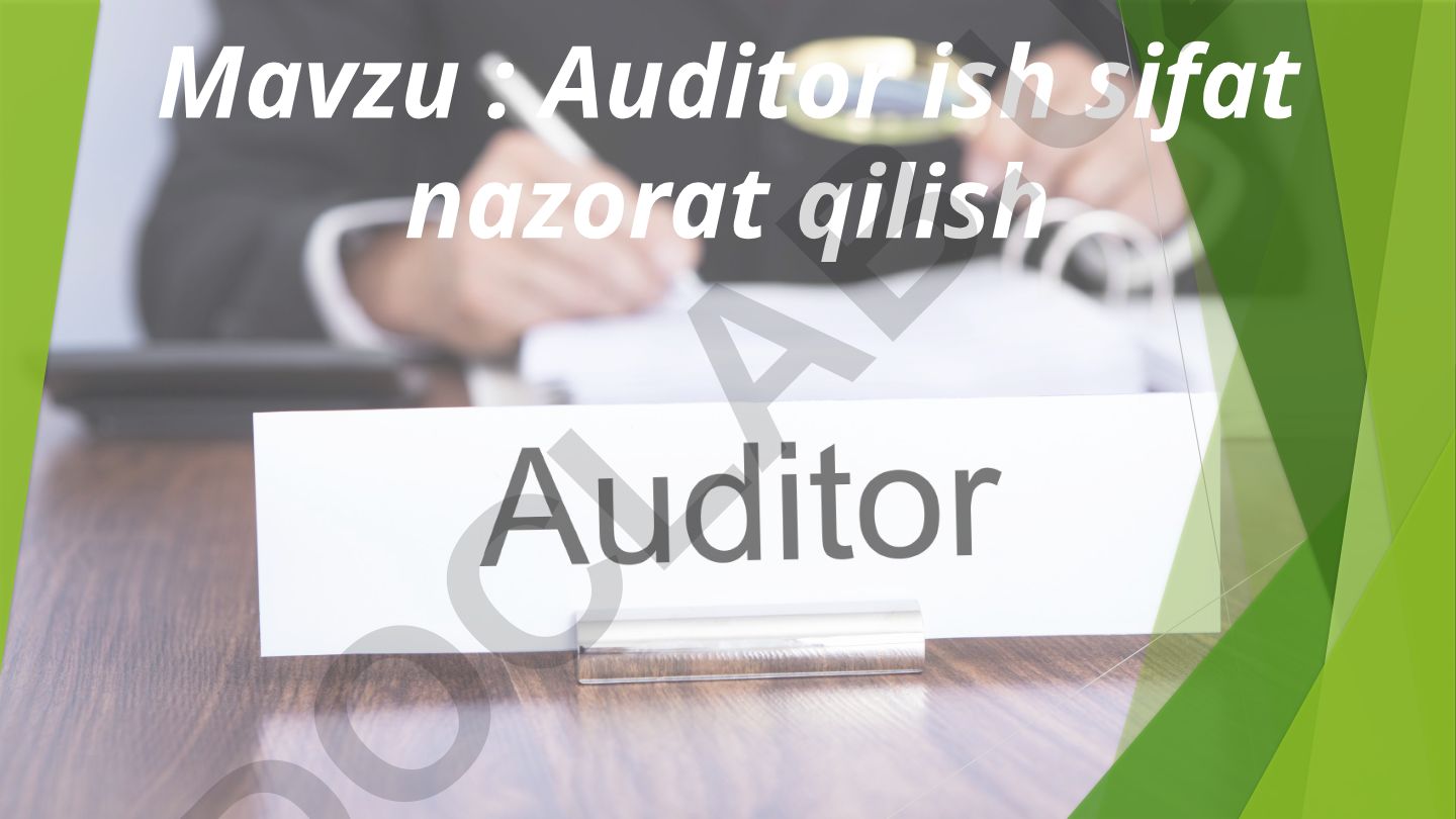 Auditor ish sifat nazorat qilish
