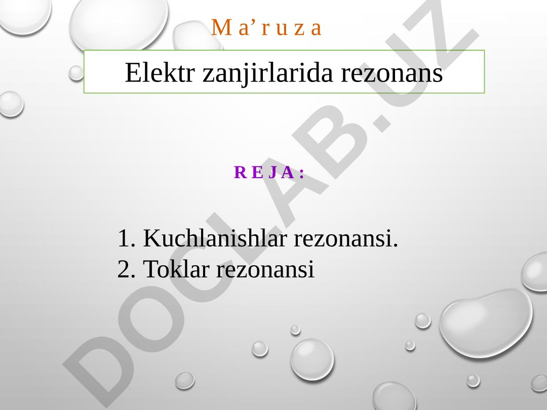Elektr zanjirlarida rezonans