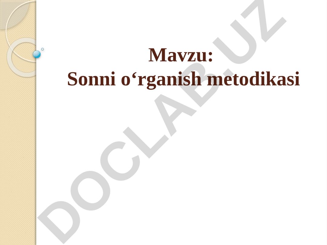 Sonni o‘rganish metodikasi