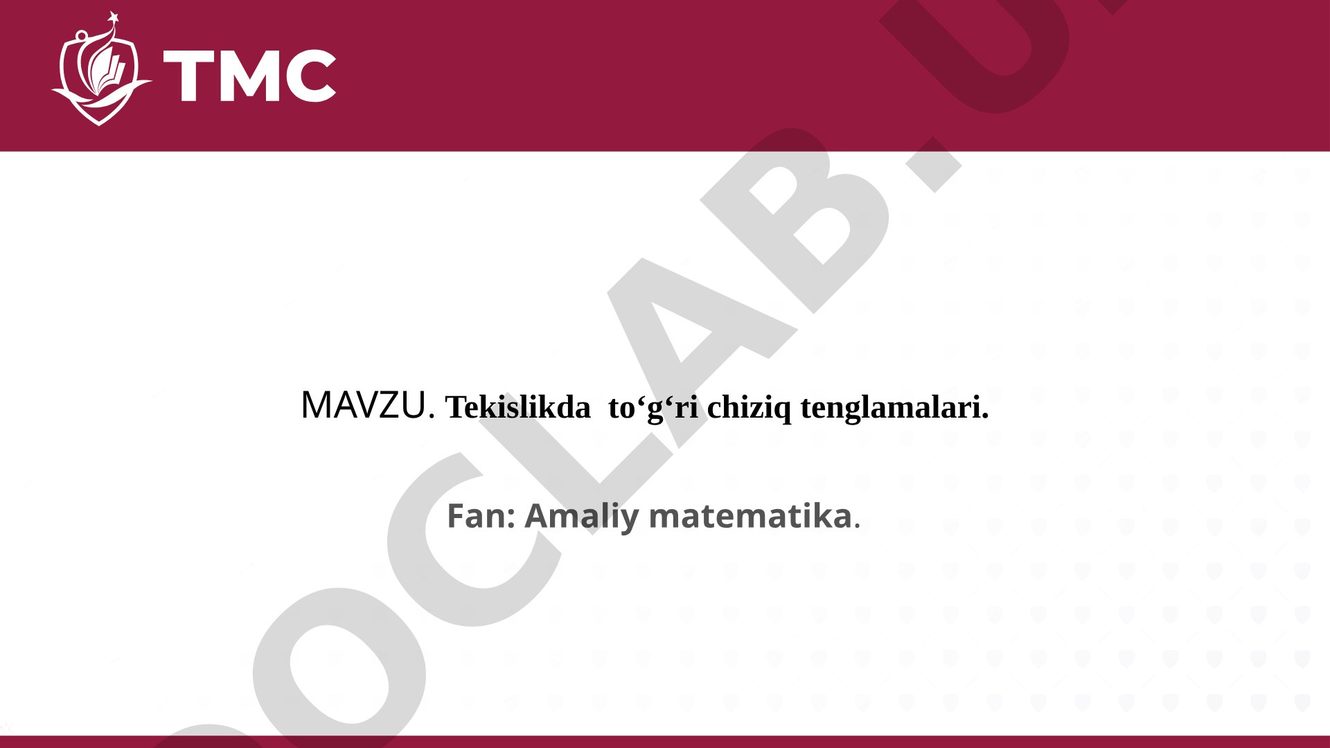 Tekislikda to'g'ri chiziq tenglamalari taqdimoti