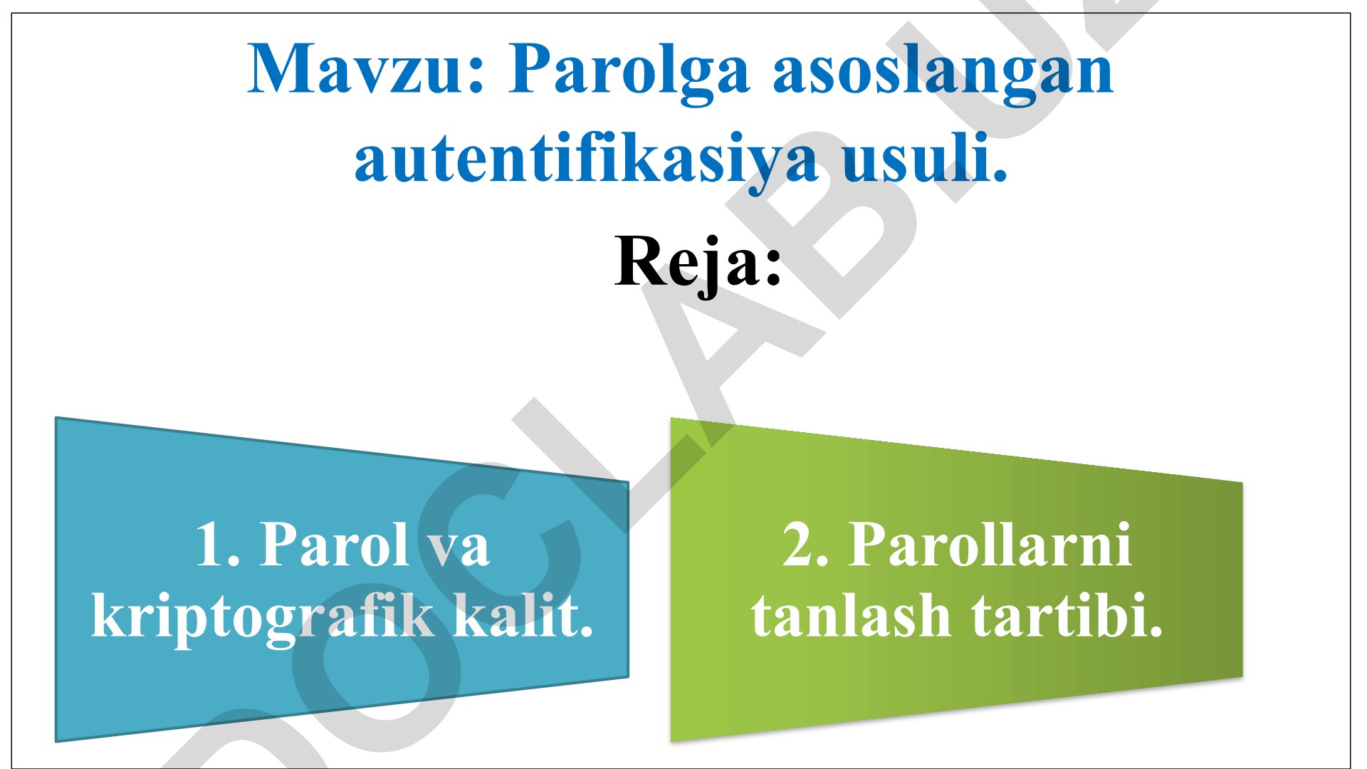 Parolga asoslangan autentifikasiya usuli
