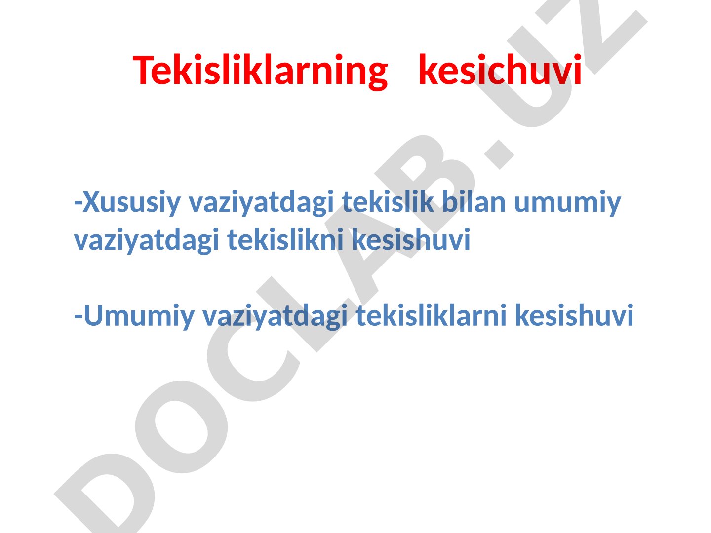 Tekisliklar kesishuvi taqdimoti