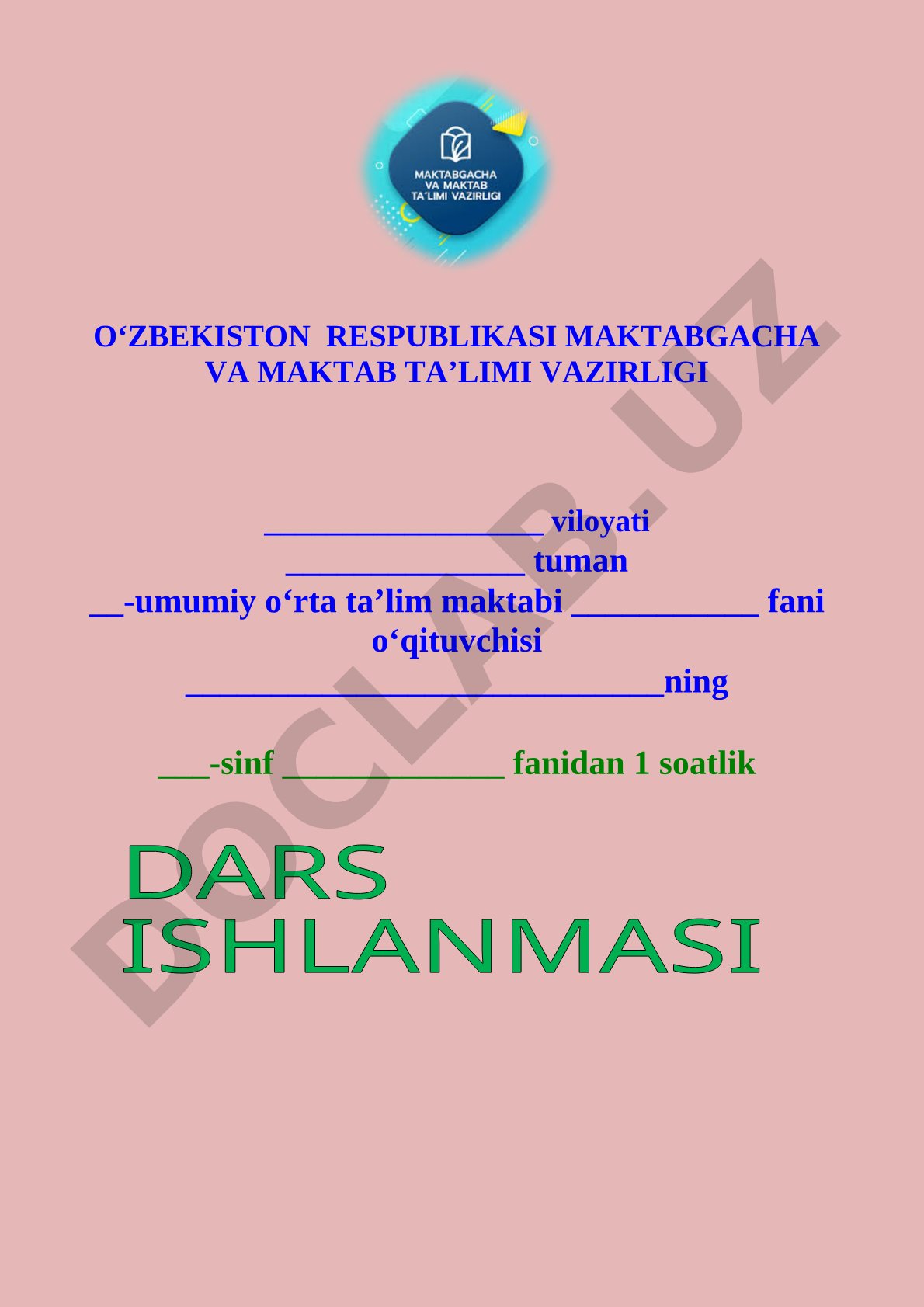 Matematika fanidan dars ishlanmasi