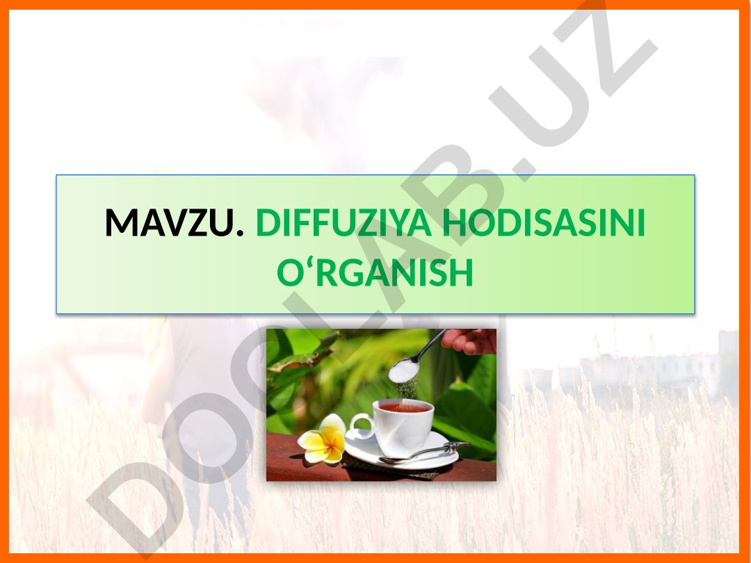 Diffuziya hodisasini o‘rganish