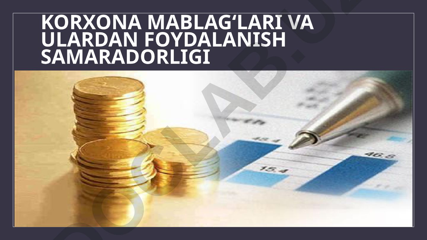 Korxona mablag‘lari va ulardan foydalanish samaradorligi