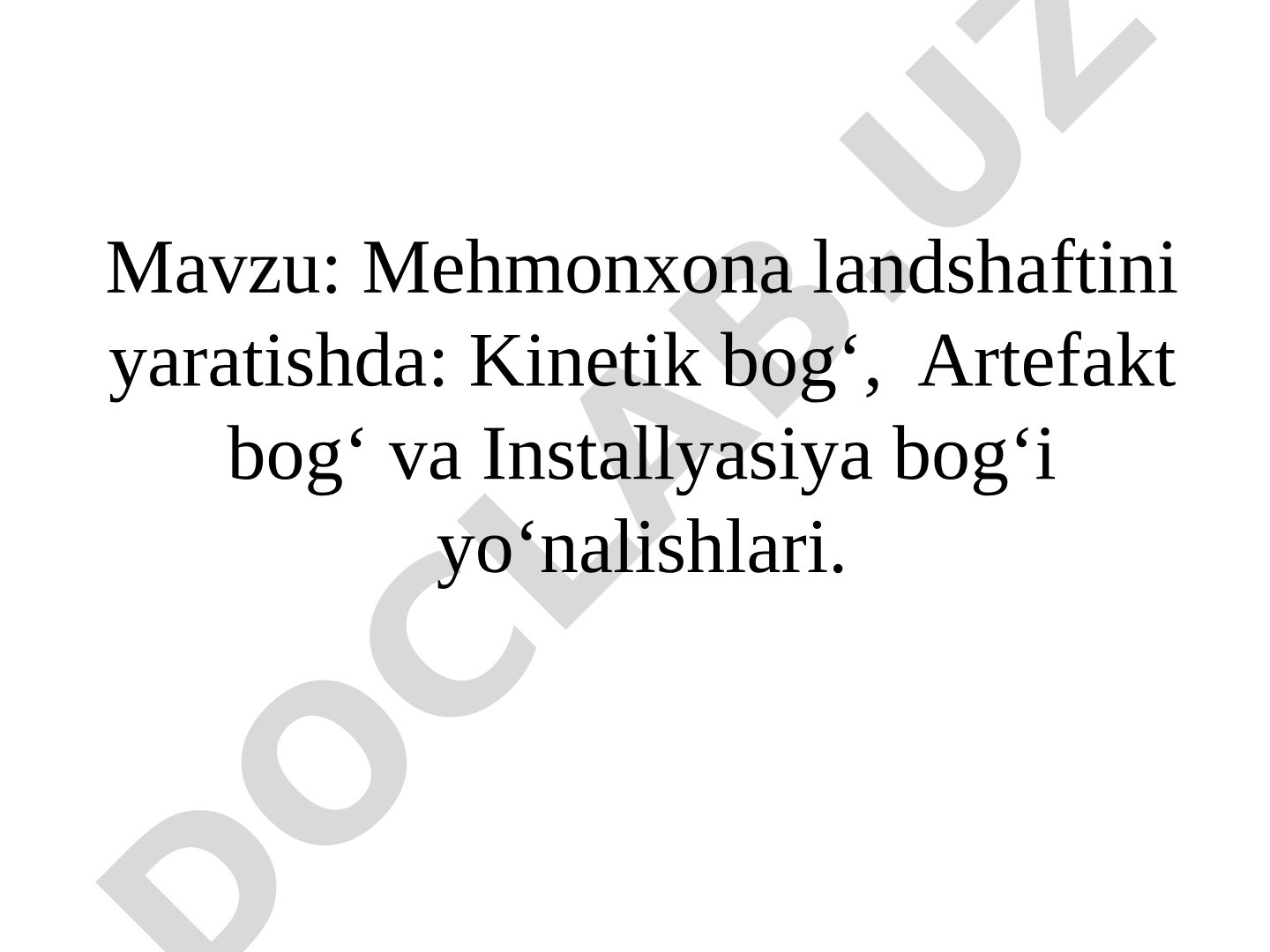 Mehmonxona landshafti loyihasi taqdimoti