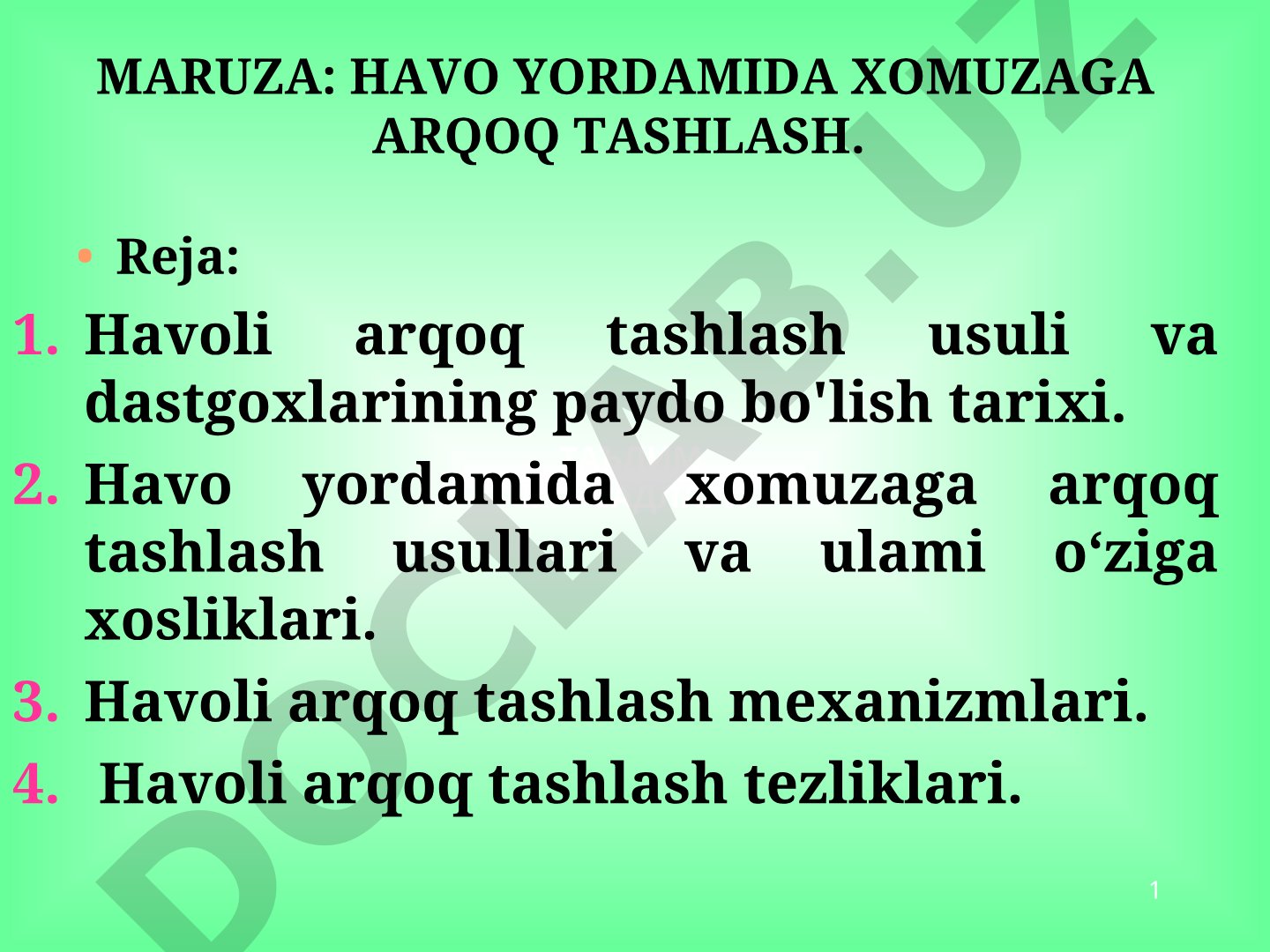 Havo yordamida xomuzaga arqoq tashlash