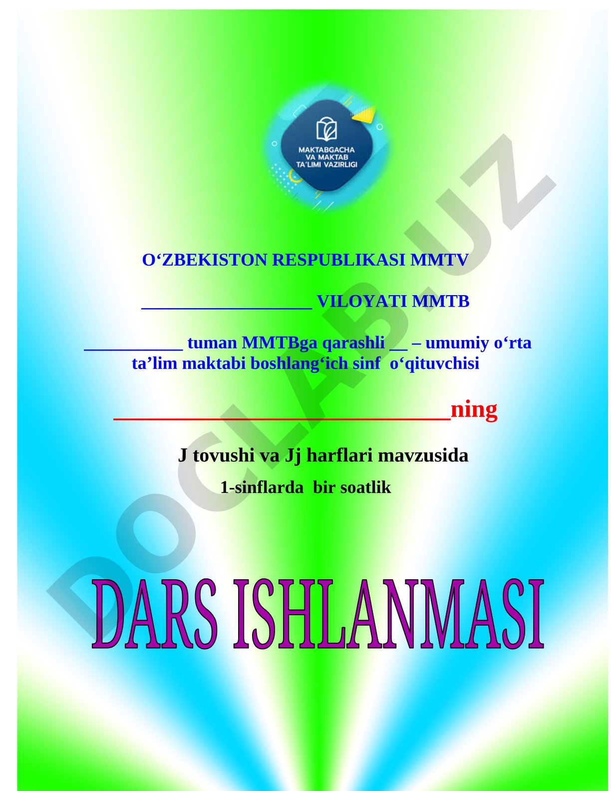 Boshlang'ich sinf dars ishlanmasi