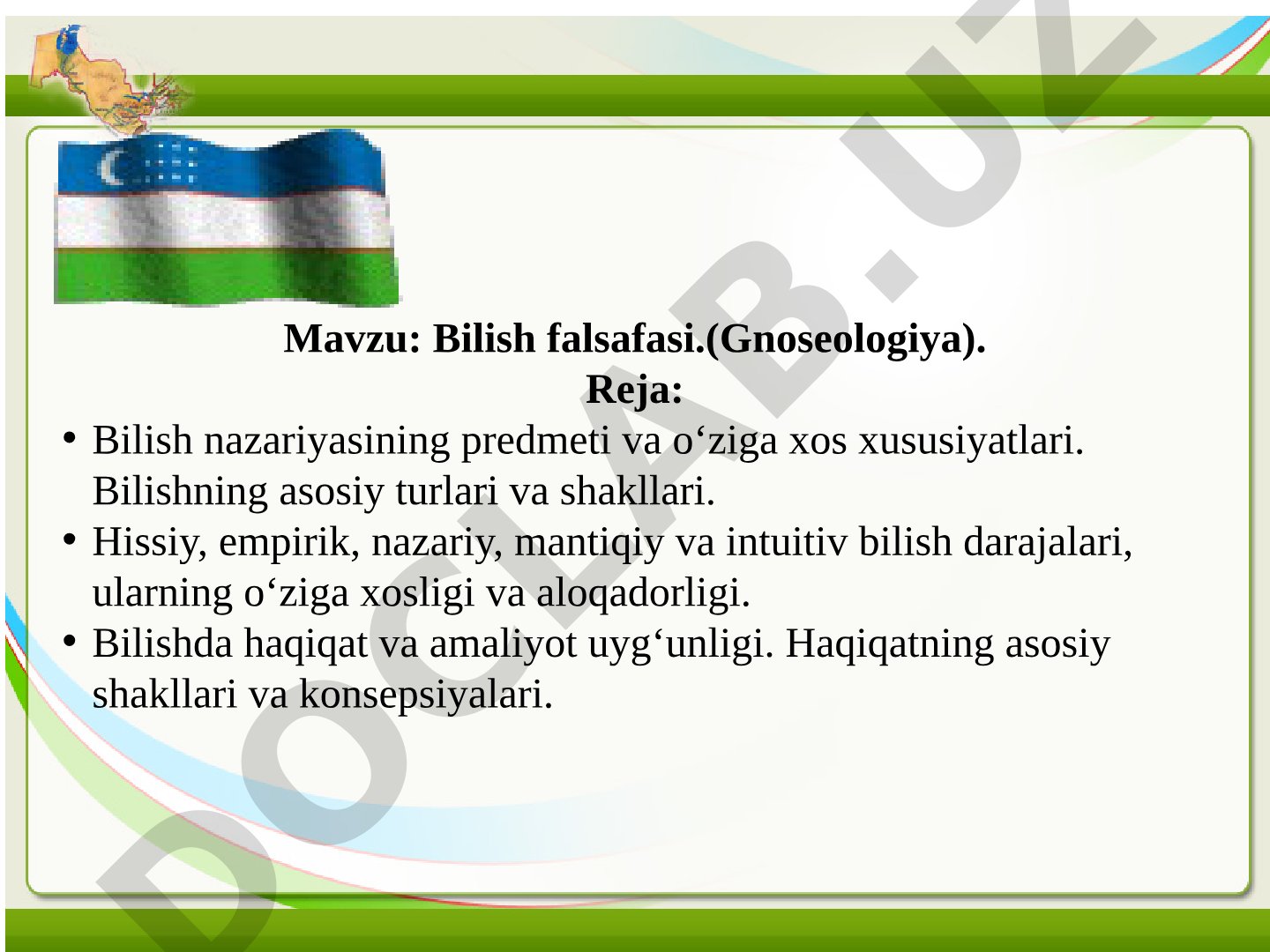 Bilish falsafasi taqdimoti