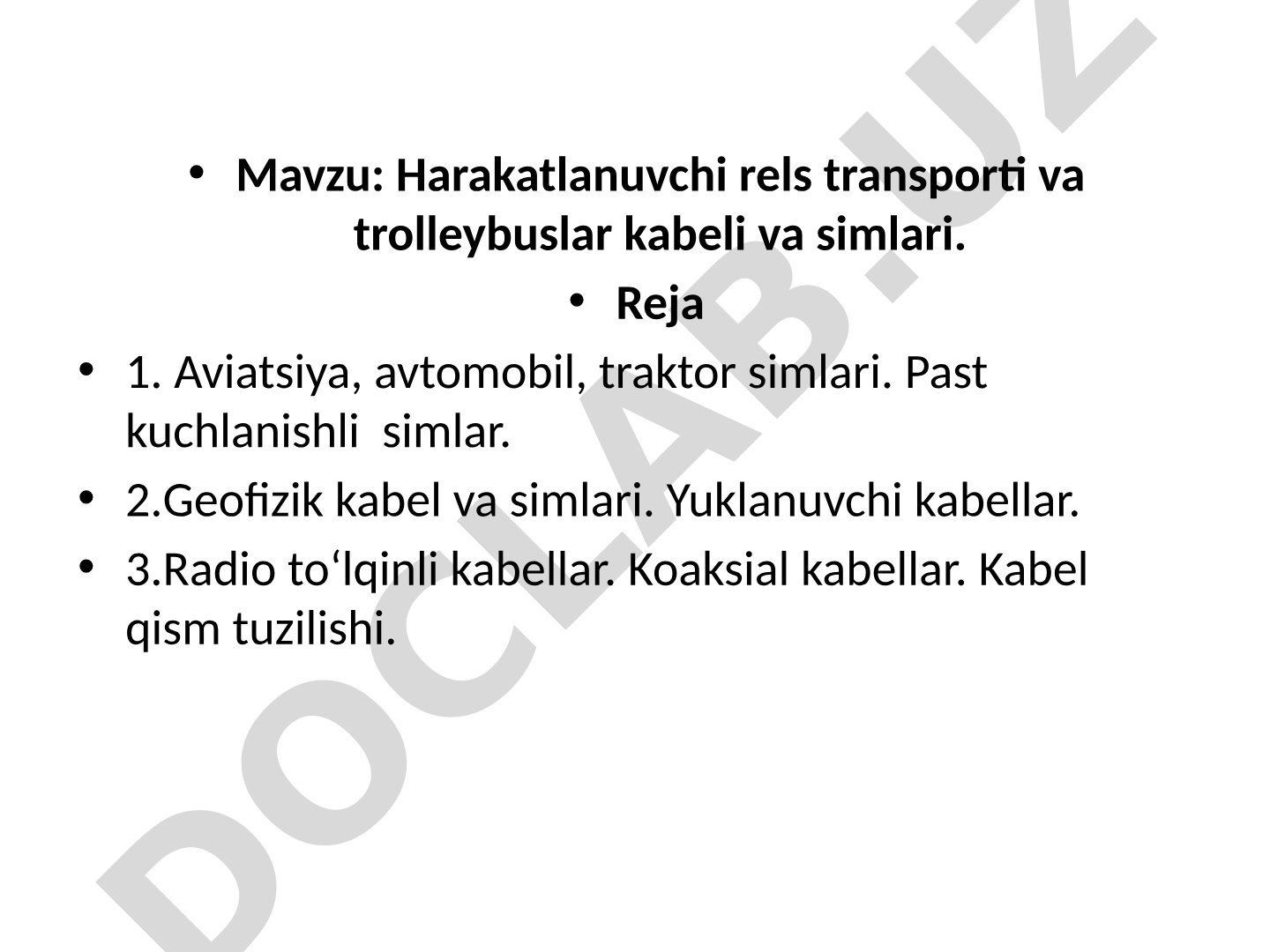 Harakatlanuvchi rels transporti va trolleybuslar kabeli va simlari