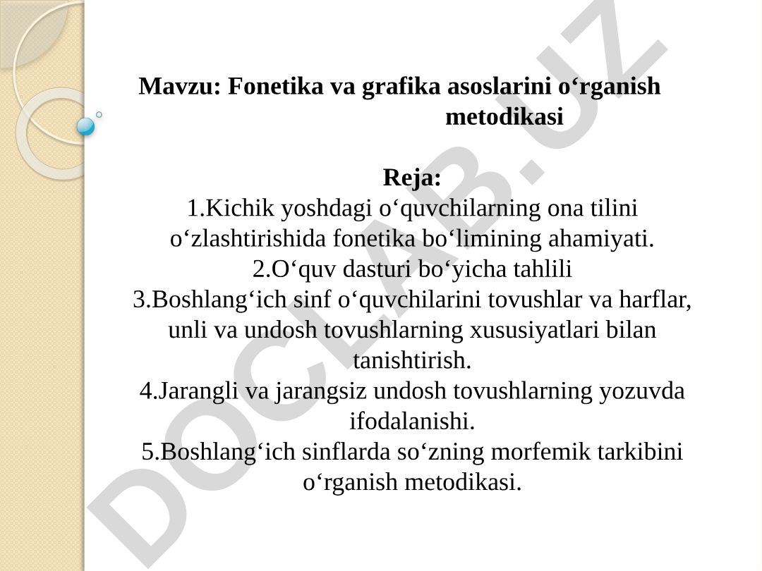 Fonetika va grafika asoslarini o‘rganish metodikasi