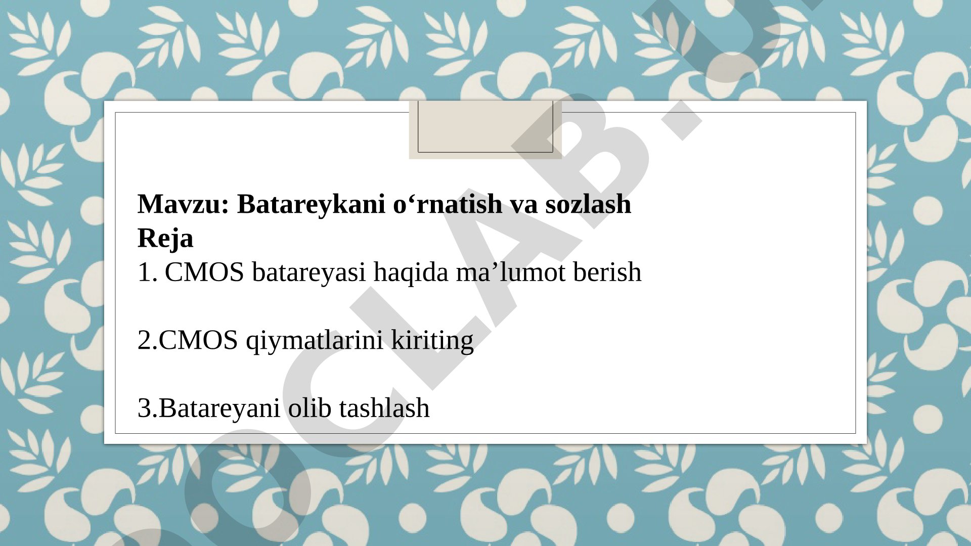 CMOS batareyasini almashtirish taqdimoti