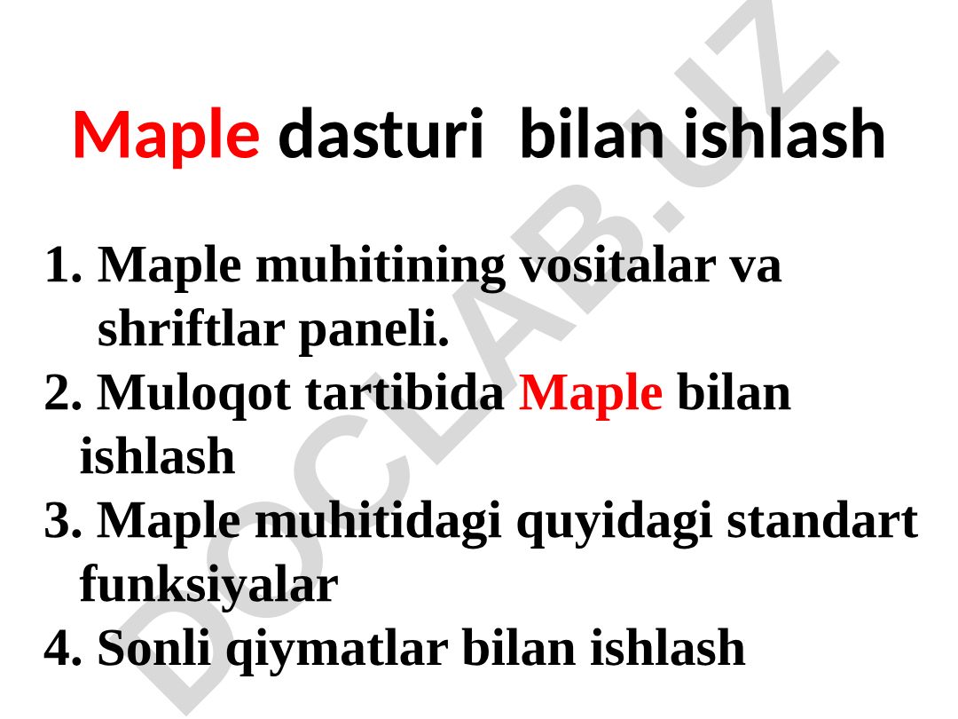 Maple dasturi bilan ishlash va muhit vositalari