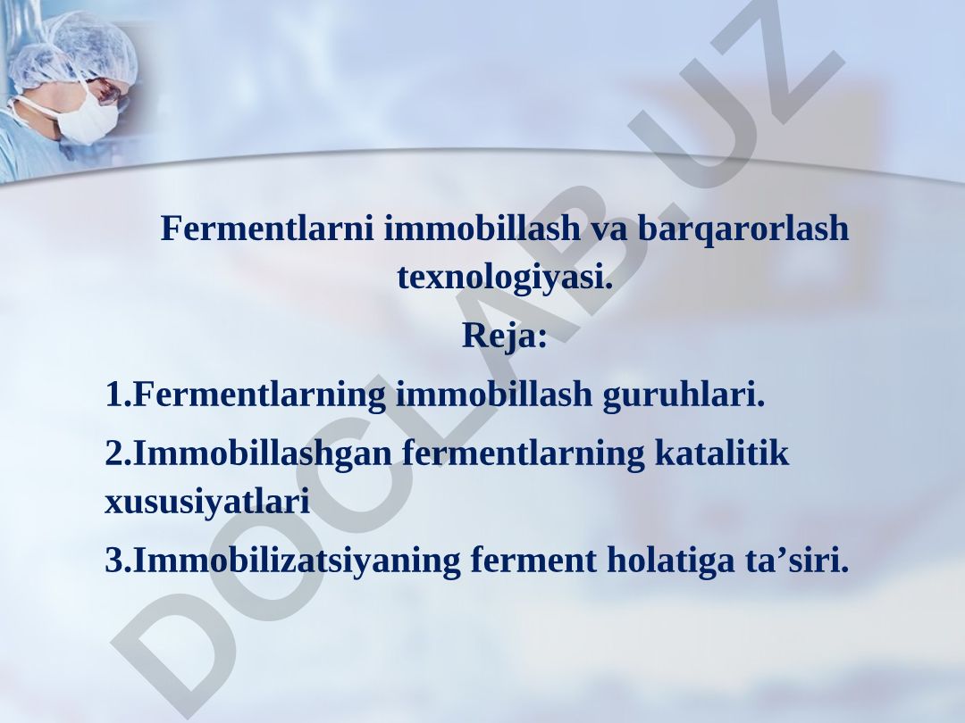 Fermentlarni immobillash va barqarorlash texnologiyasi