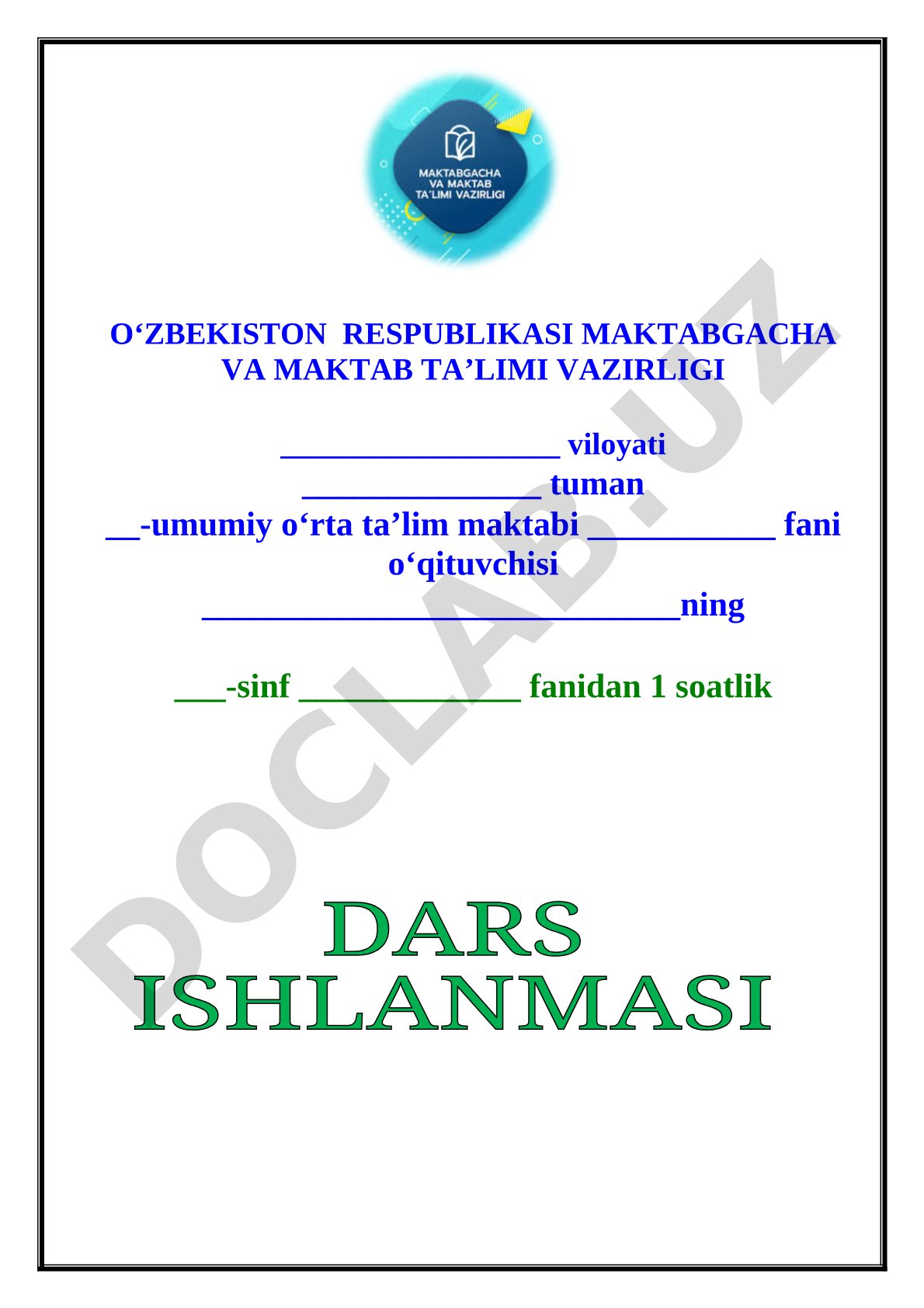 1-sinf dars ishlanmasi
