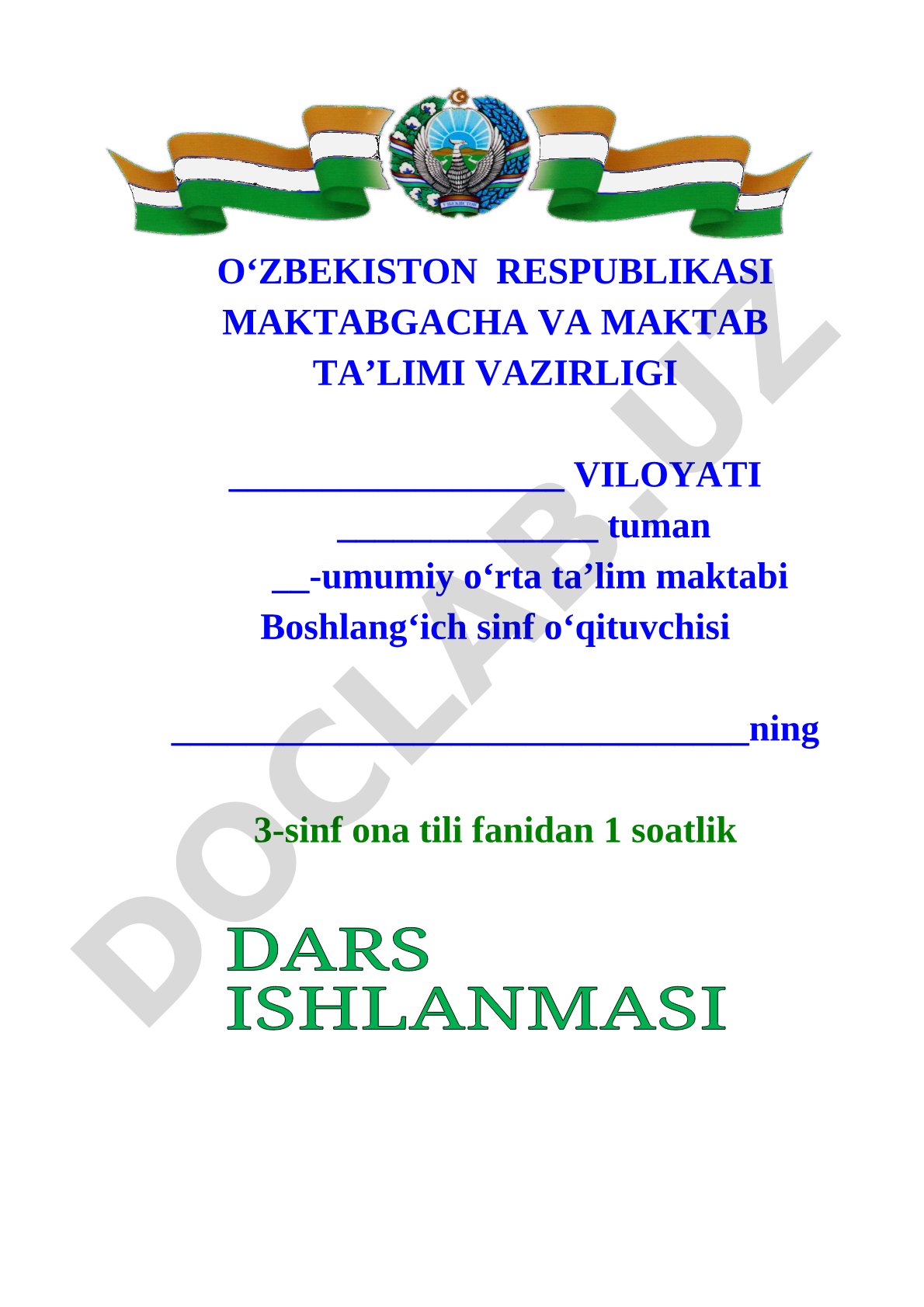 Ona tili fanidan ochiq dars ishlanmasi