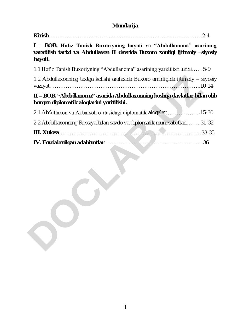 Hofiz Tanish Buxoriyning “Abdullanoma” asarida Abdullaxon II davri diplomatik aloqalari