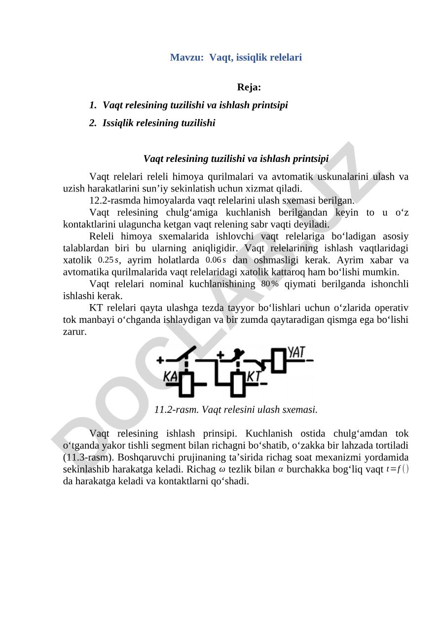 Vaqt, issiqlik relelari