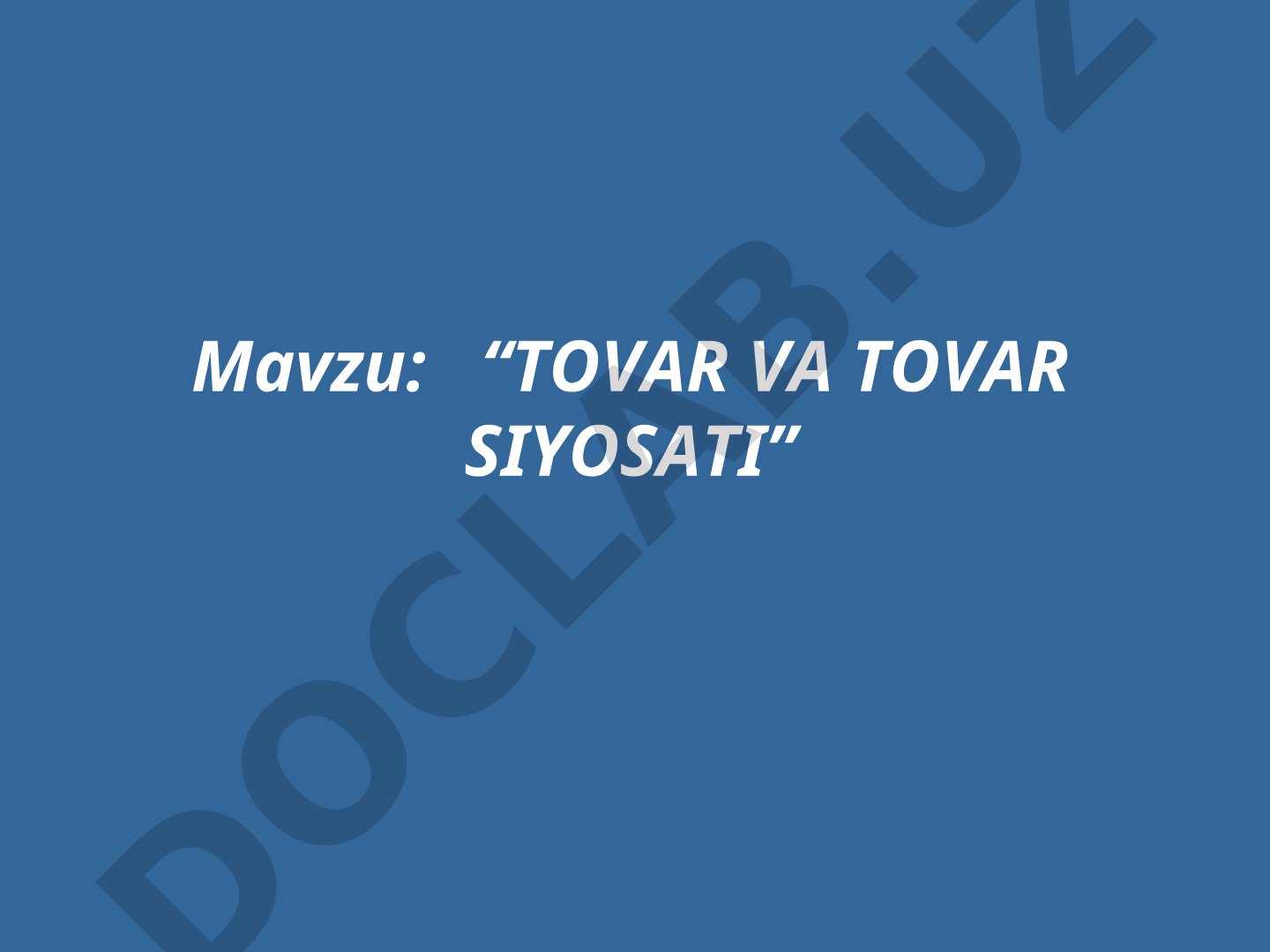Tovar va tovar siyosati taqdimoti