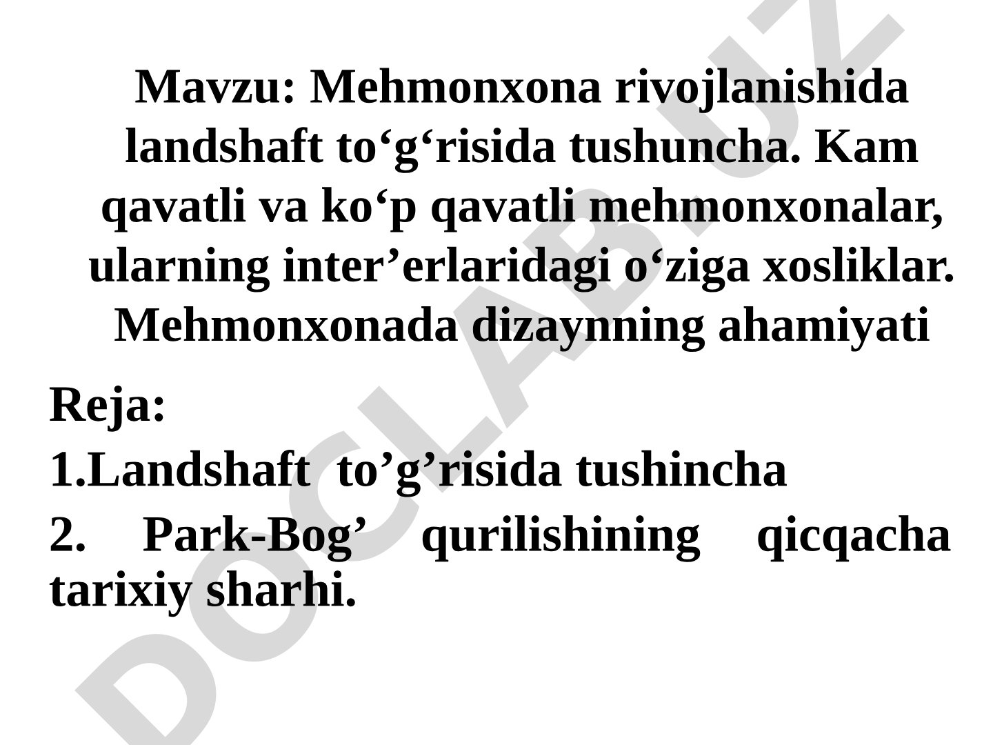 Mehmonxona landshafti taqdimoti