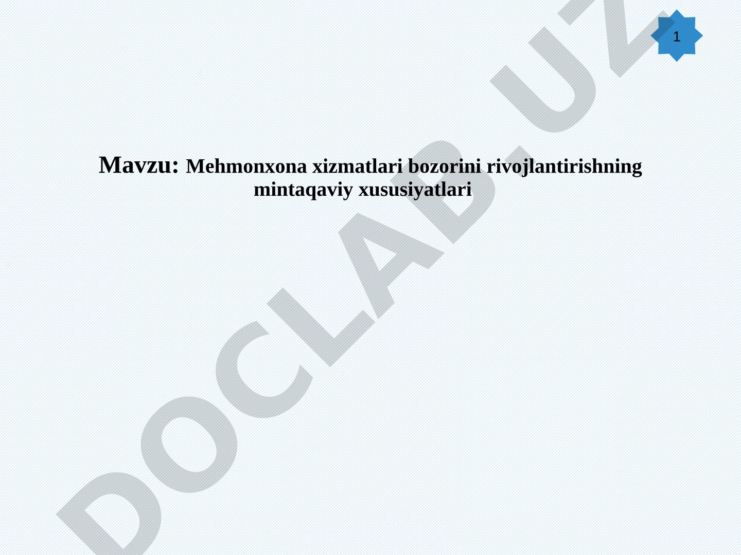 Mehmonxona bozori tadqiqoti taqdimoti