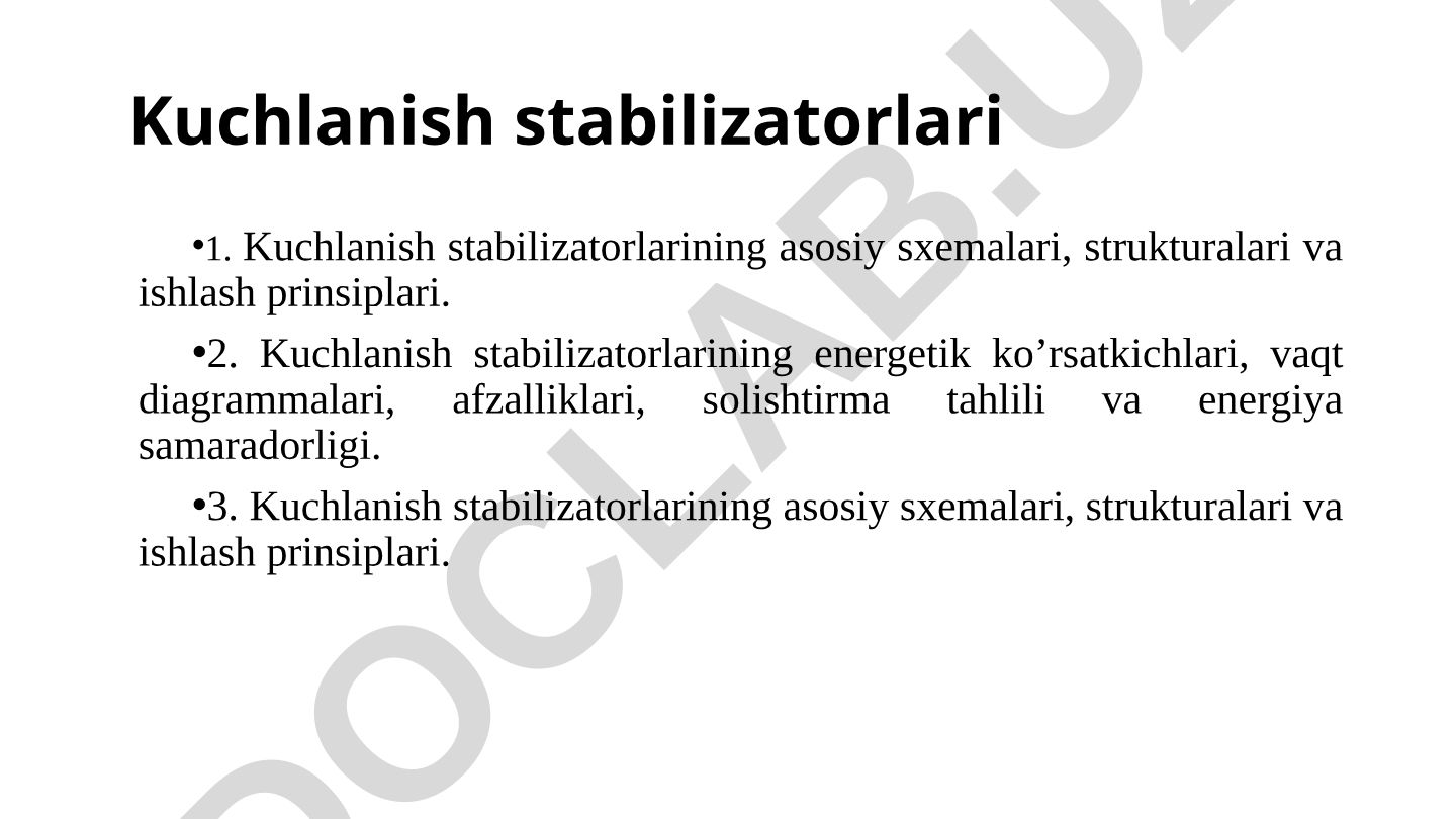 Kuchlanish stabilizatorlari: sxemalar, prinsiplar va ko'rsatkichlar
