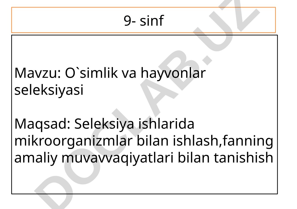 O`simlik va hayvonlar seleksiyasi