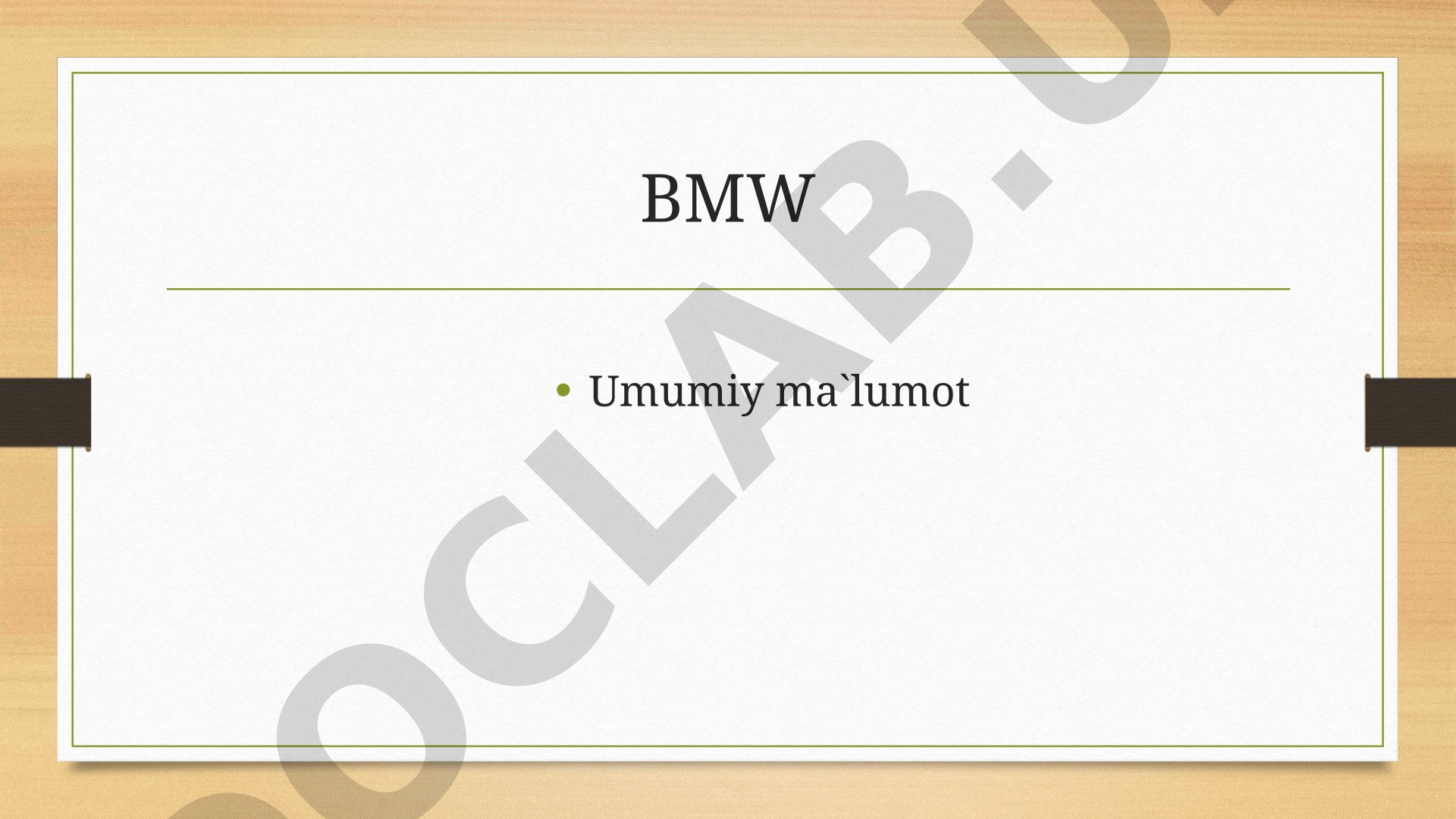 BMW tarixi taqdimoti