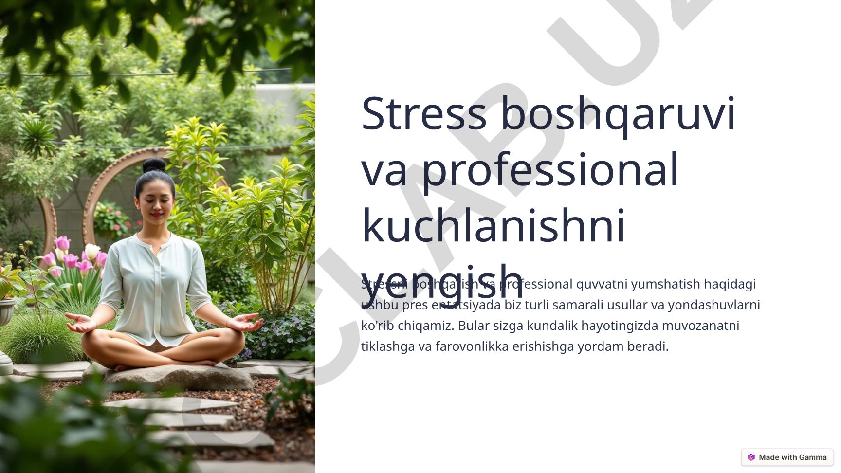 Stress boshqaruvi va professional kuchlanishni yengish