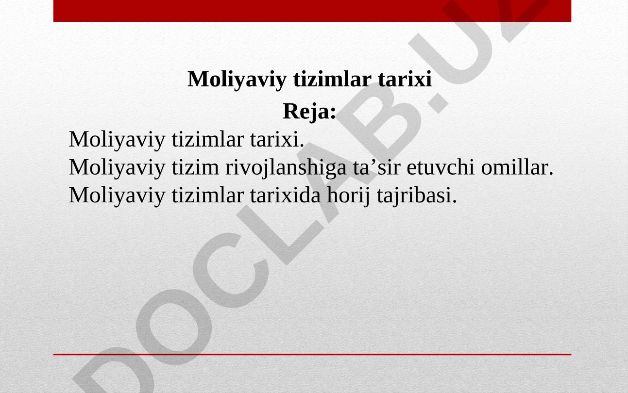 Moliyaviy tizimlar tarixi